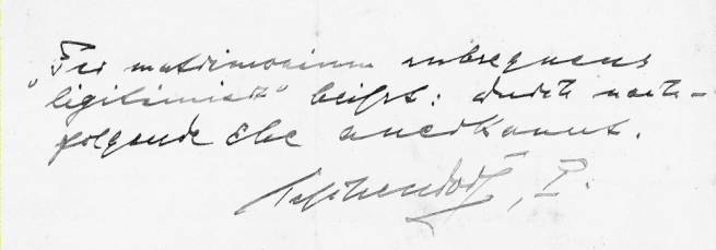 Auszug aus einem Taufregister - R&uuml;ckseite